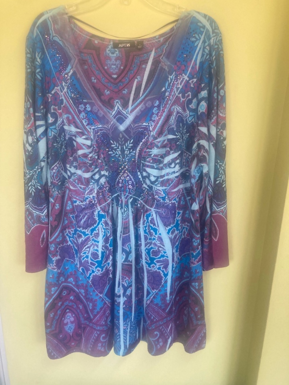 Apt. 9 Blue and Purple Paisley Tunic with Sparkling Details